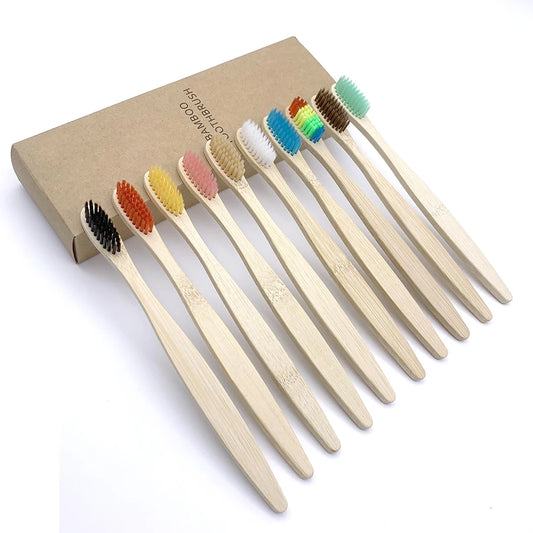 10PCS Bamboo toothbrushes soft