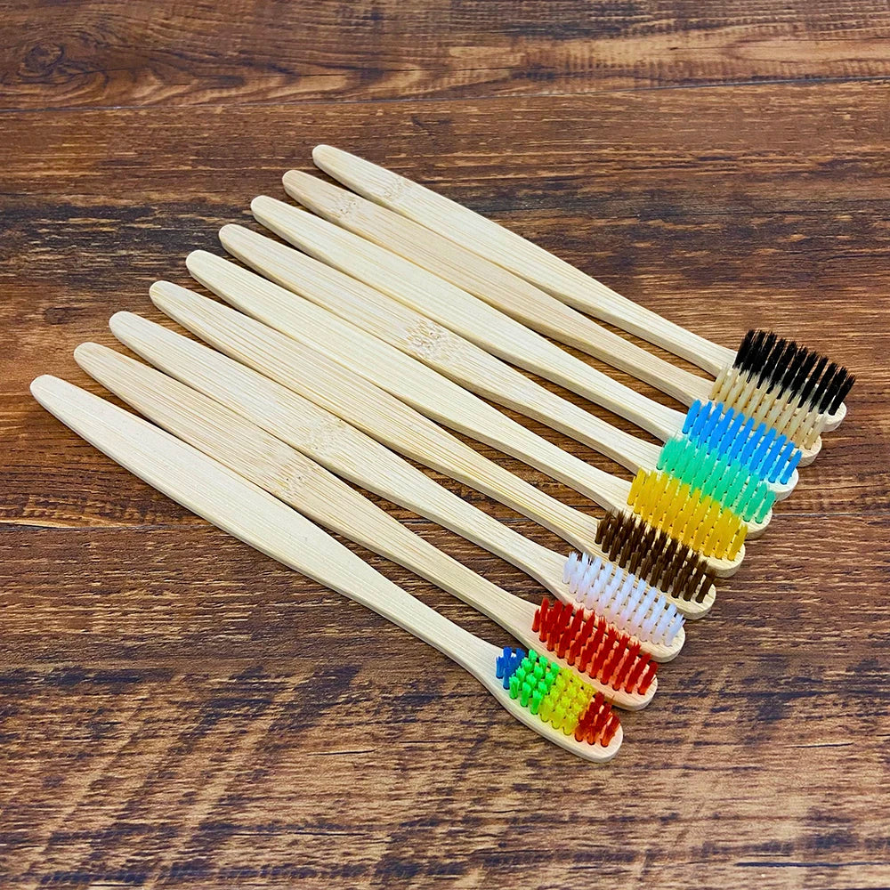 10PCS Bamboo toothbrushes soft